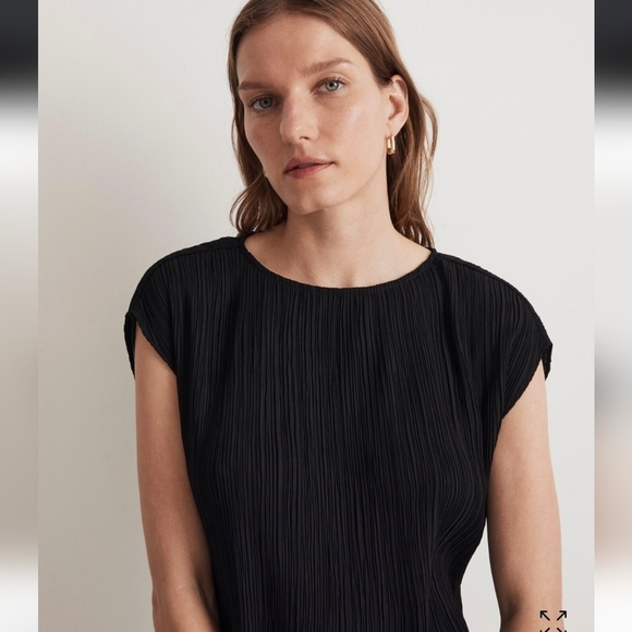 Madewell Plissé Mini Tee Dress Timeless Minimalist Little Black Dress Boxy 4 - Picture 4 of 8